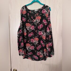 Maurices Floral Black and Pink Women's Top